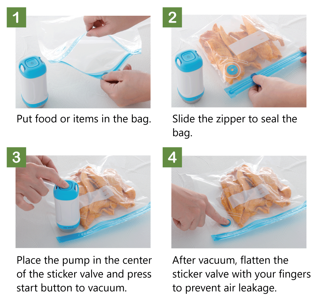 How to use vacuum sealer to seal vacuum food bag to keep food longer.