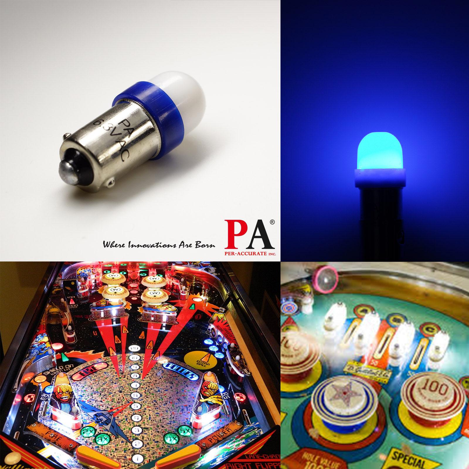 PA LED Pinball Bulb 2 SMD 2835 Ba9s 44 47 T4W 1445 Wedge No Flicker