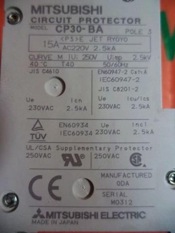 mitsubishi circuit protector cp30-ba (15a)