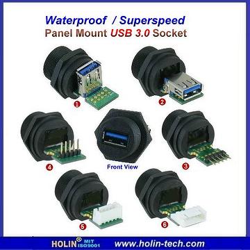 Taiwan Waterproof Panel Mount Sealed Industrial USB 3.0 ... hdmi cable angle connector 