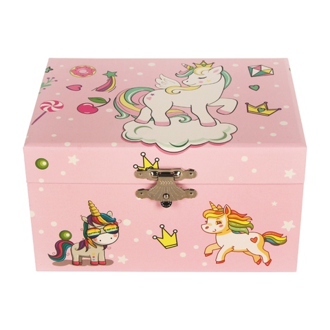 Unicorns Paper wrapped with MDF Sweet Musical Jewelry Box and dancing Unicorn Figurines Music Box Jewel Storage Case for girls