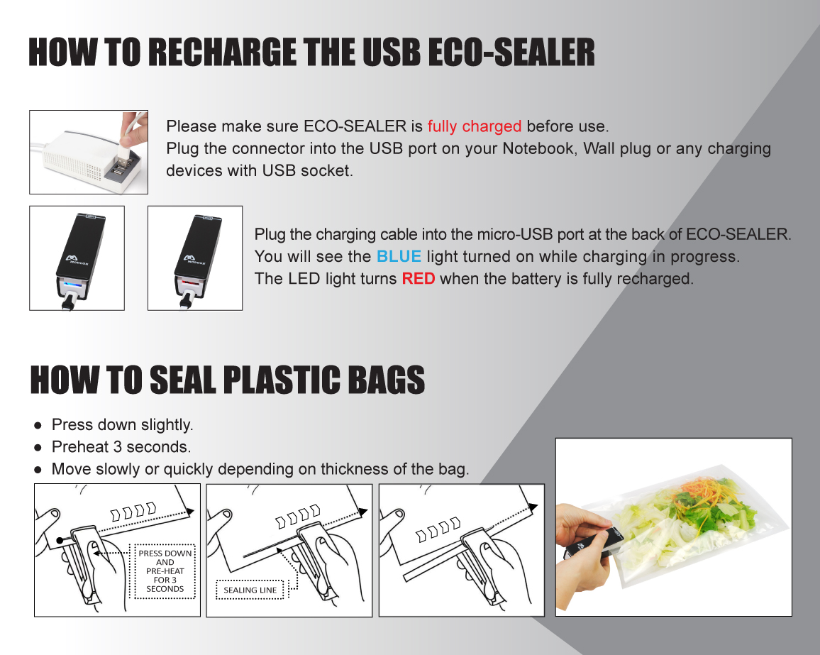 USB Rechargeable Mini Plastic Bag Sealer (WHITE) | Taiwantrade.com