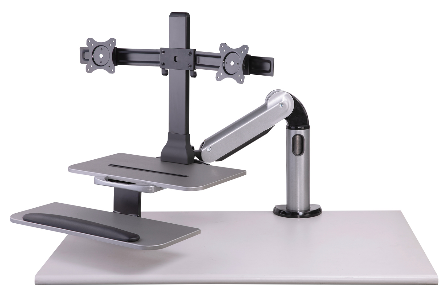 Sit-Stand Workstation, Single / Dual Monitors Desk Mount with Keyboard