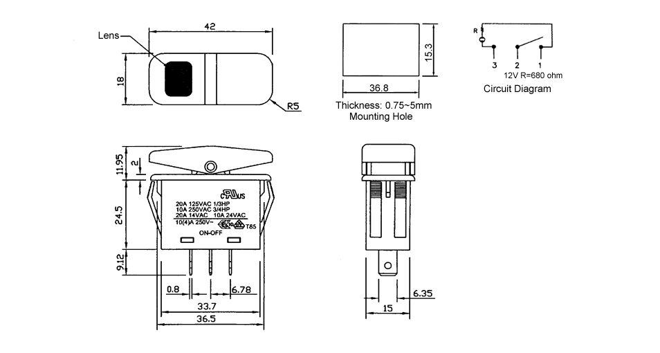 Spst Illuminated Rocker Switch Wiring Diagram from im01.itaiwantrade.com