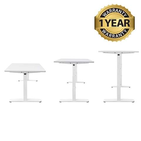 Height adjustable table square three-stage white leg electric dual motor MIT memory button ergonomic lifting desk