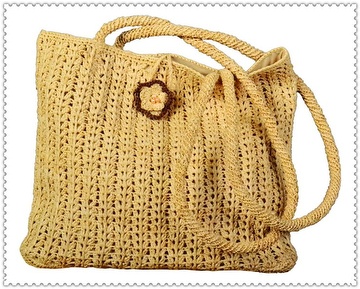 raffia hand crocheted bag