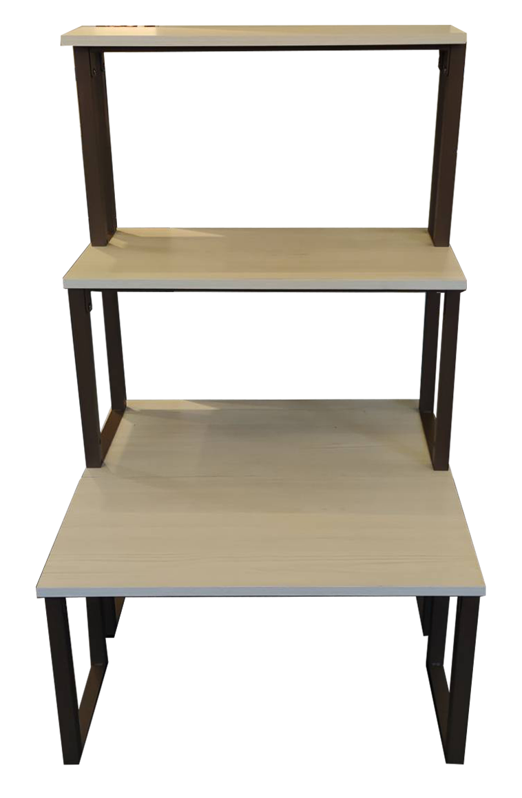 Set of 4 Brown and Wood Rectangular Stacking Display Tables Taiwantrade