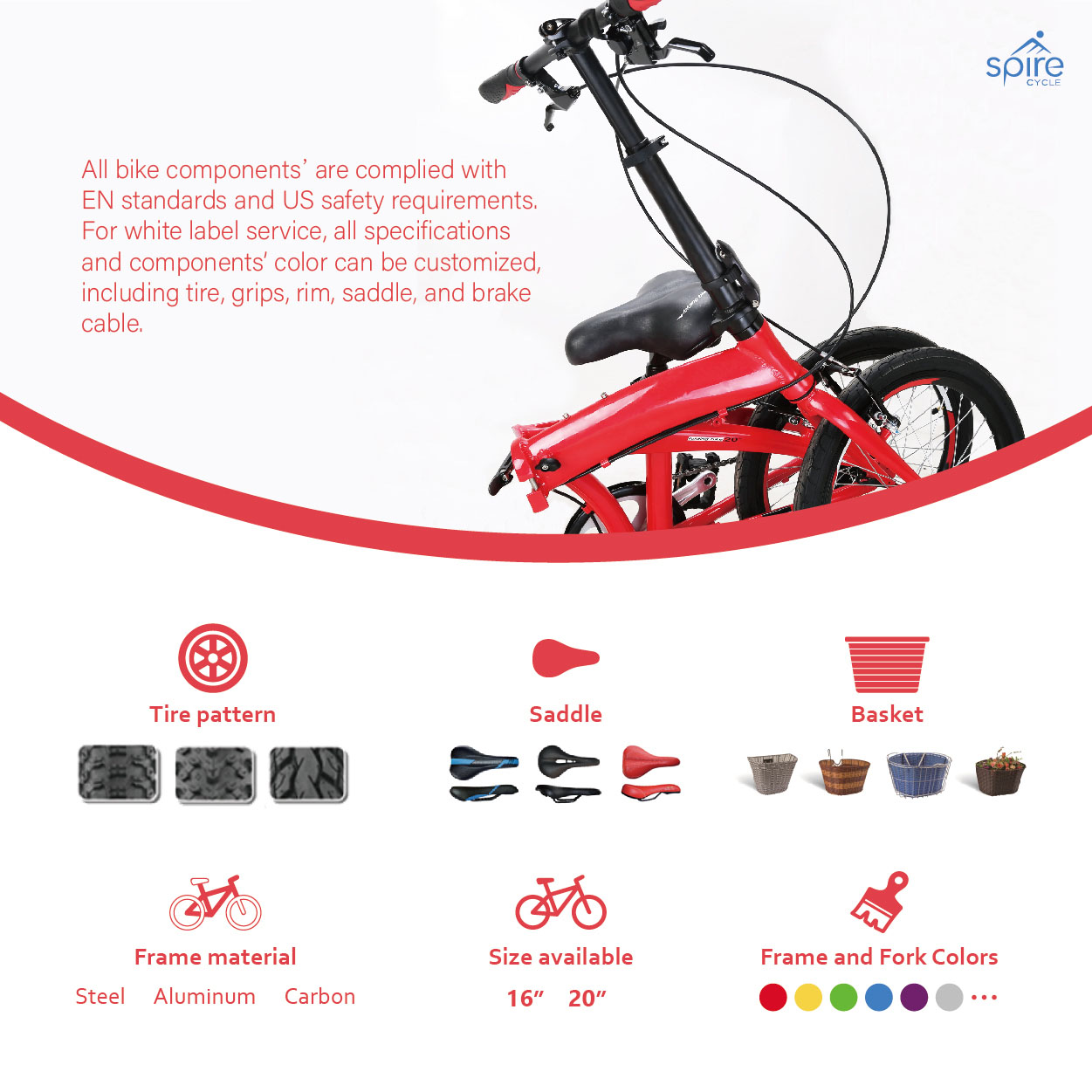 Folding bike | PC-2008S-2-red | SPIRE CYCLE CO., LTD.