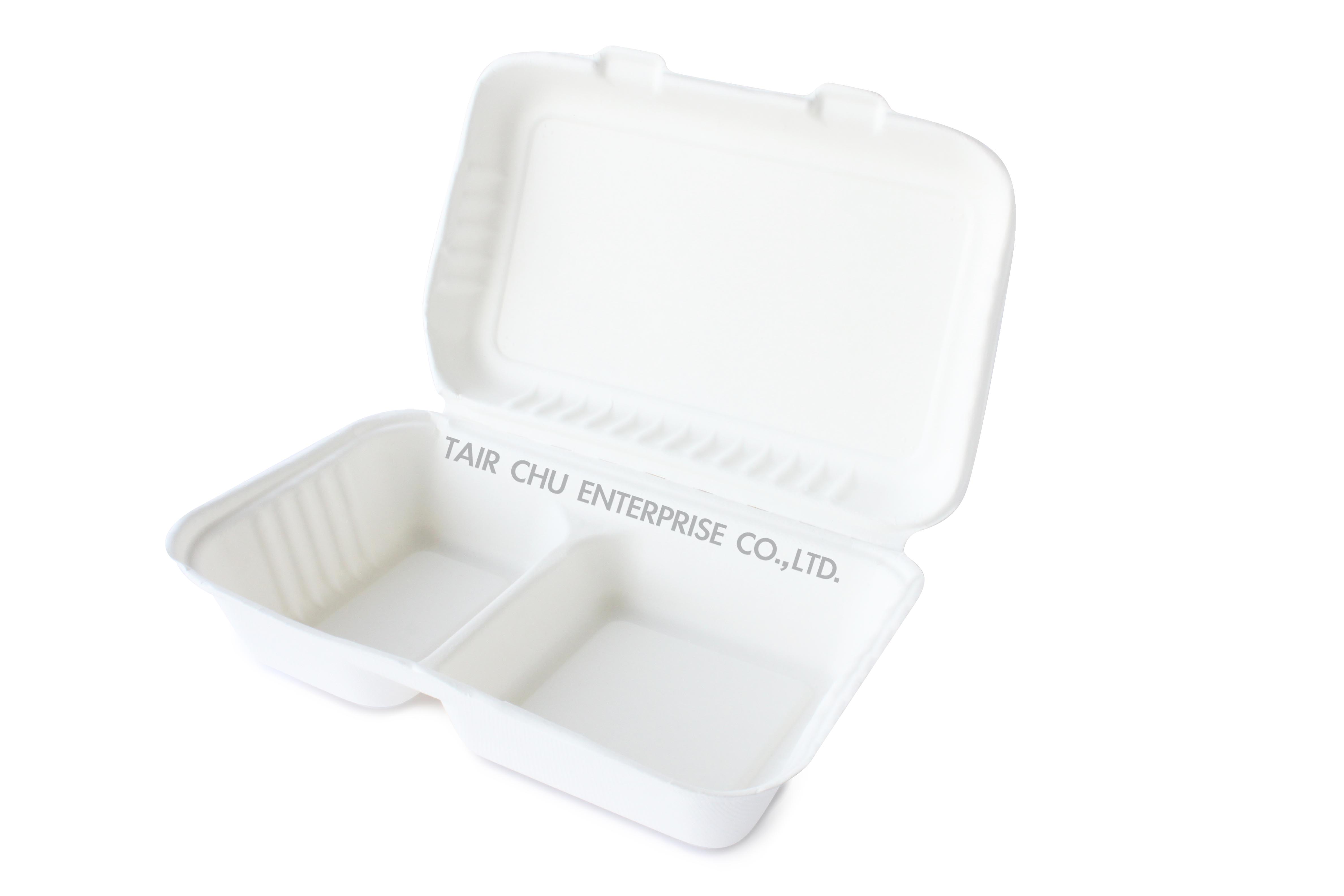 Environmentally Friendly Clamshell Bagasse Food Container With Buckle Design 600ml 1000ml Disposable Food Container Taiwantrade Com