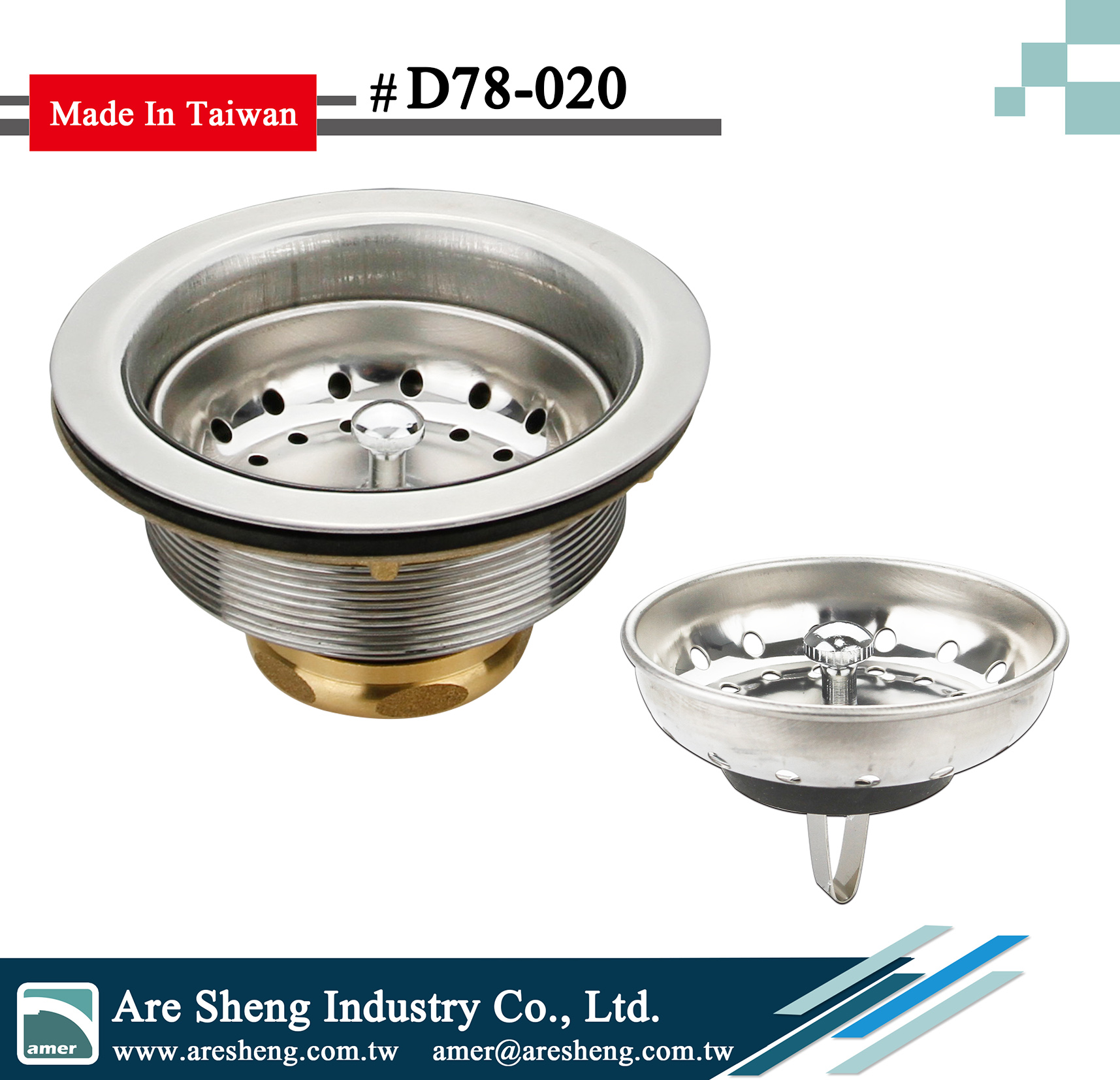 Kitchen sink strainer- threaded body-spring clip post | Taiwantrade.com