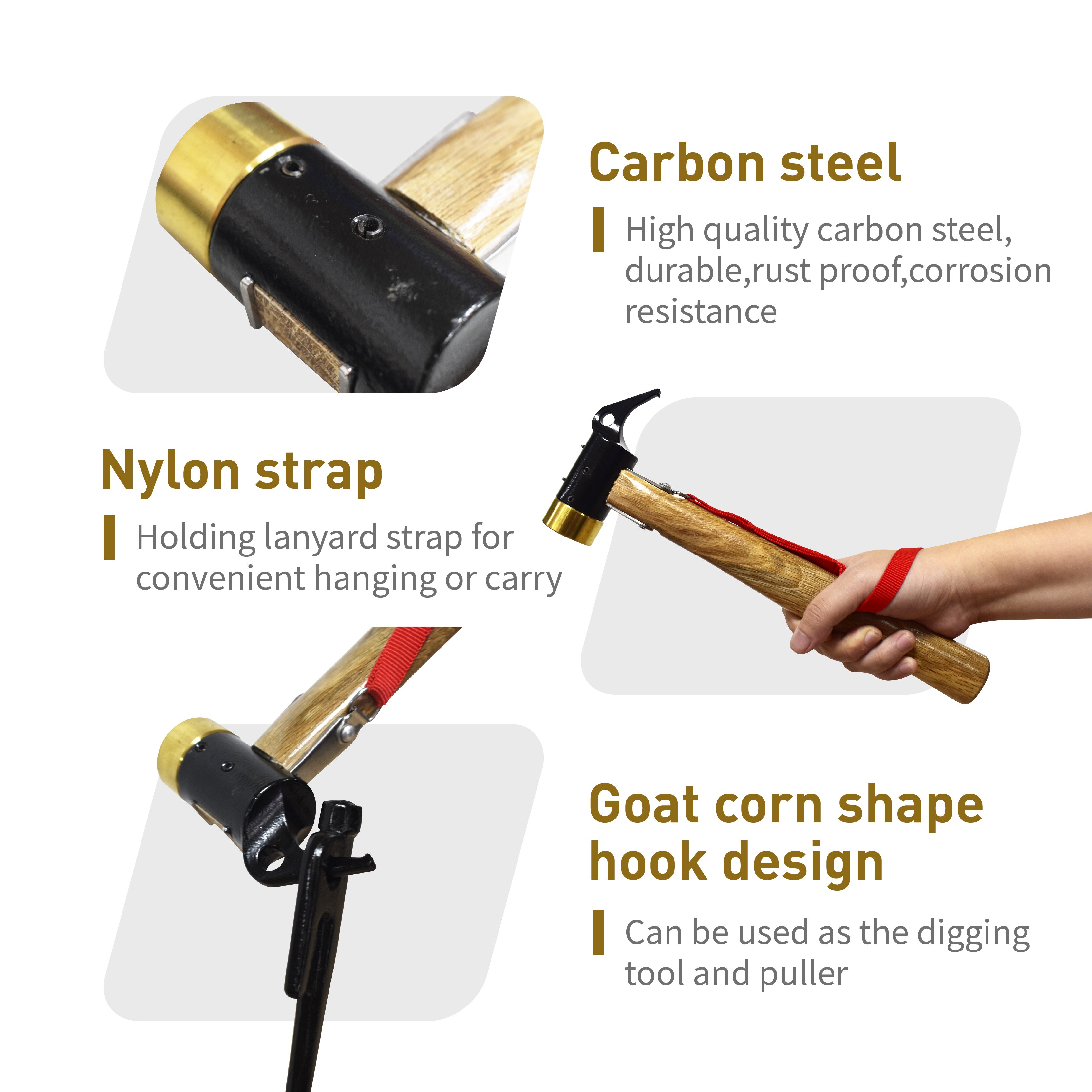 Brass Mallet with tent peg remover,camping,109020