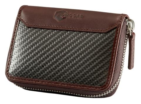 Carbon Leather Zip around Coin Wallet