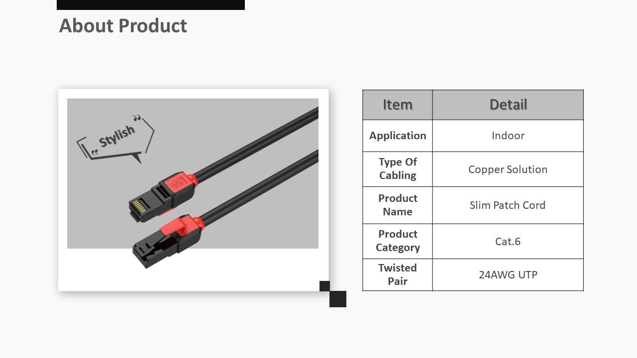 Cordon de brassage CAT.6 UTP 24AWG populaire avec figure bicolore.
