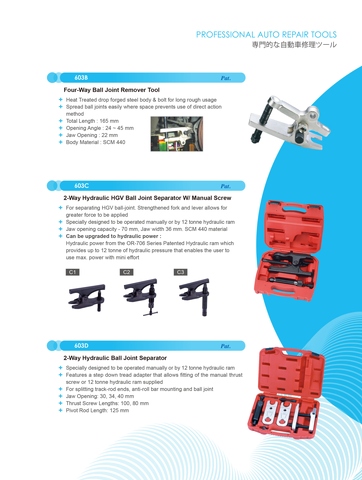 2-Way Hydraulic HGV Ball Joint Separator w/Manual Screw OR-603C