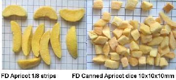 freeze dried apricot dice/ strips, freeze dried canned apricot dice, freeze fruit