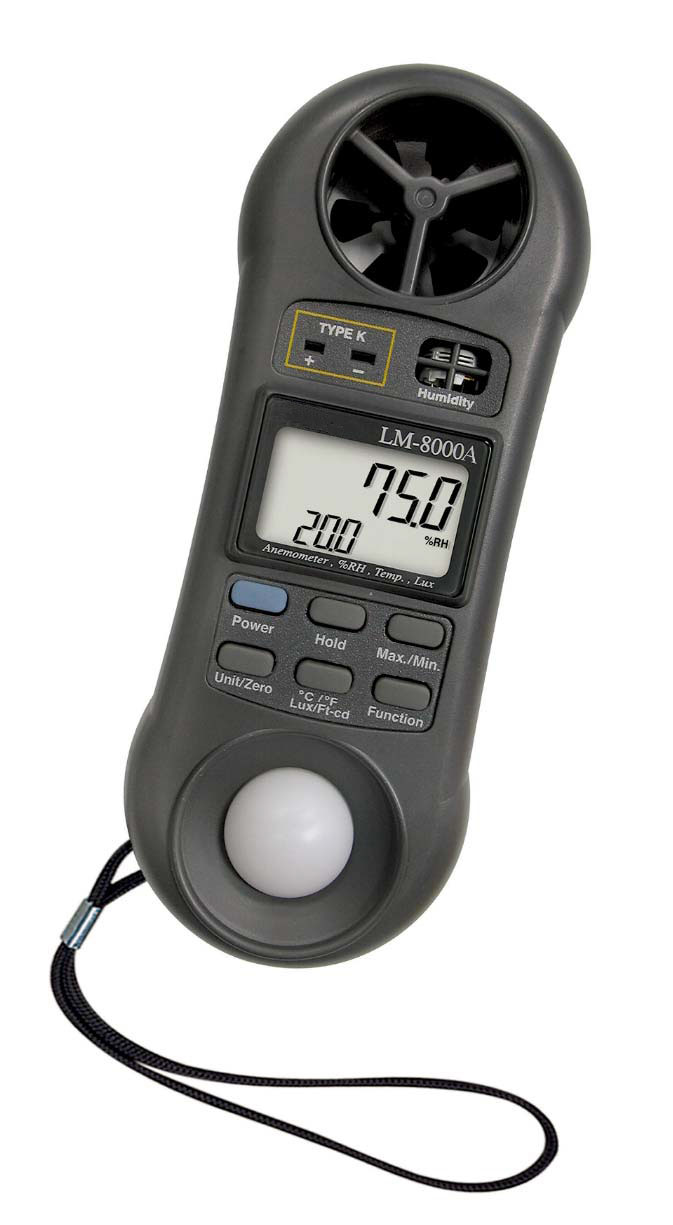 4 in 1 Anemometer, Humidity Meter, Light Meter, Thermometer LM8000A