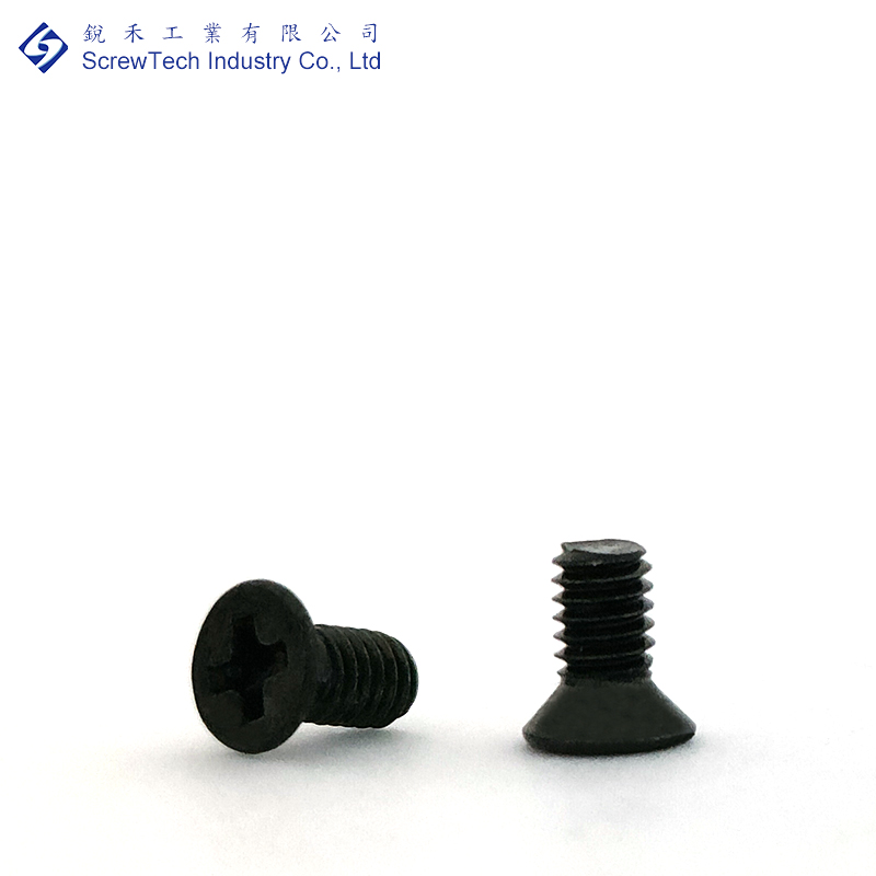 【ScrewTech】Flat Head, Phillips, M2.5x5, Machine Screw, Black Zinc ...