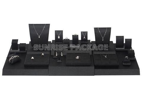 DS201318 Black Thai silk cloth Jewelry Display Set for Travel