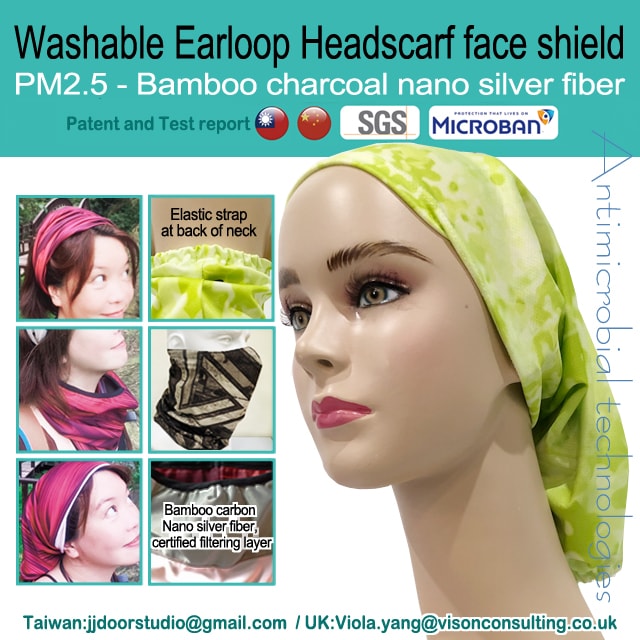Washable Earloop Headscarf face shield | Taiwantrade.com