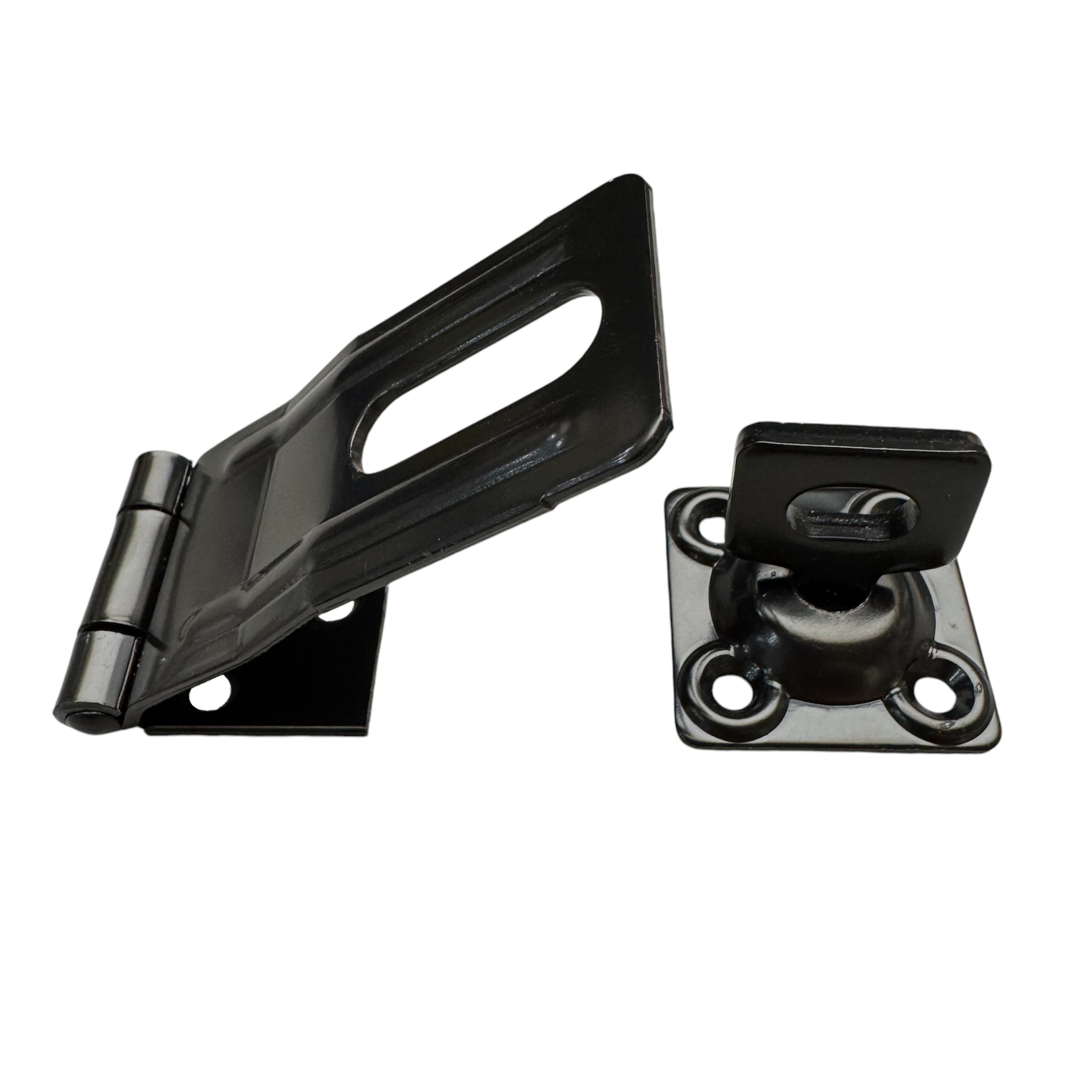 QCAA 90 Degree Angel HASP and Swivel Staple, 4-1/2, Steel, Black, 1 Pack, Made in Taiwan