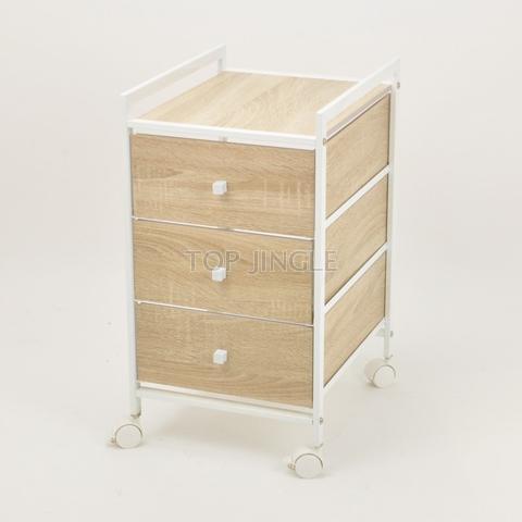Taiwan Brown 3 Tier Bathroom Mdf Drawer Wheeled Trolley Top