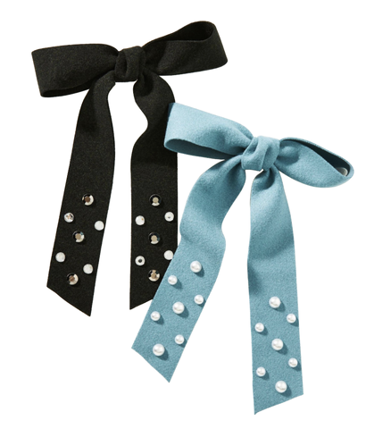 Suede Bow with Pearls Hair Clips Hair Ornaments Supplier