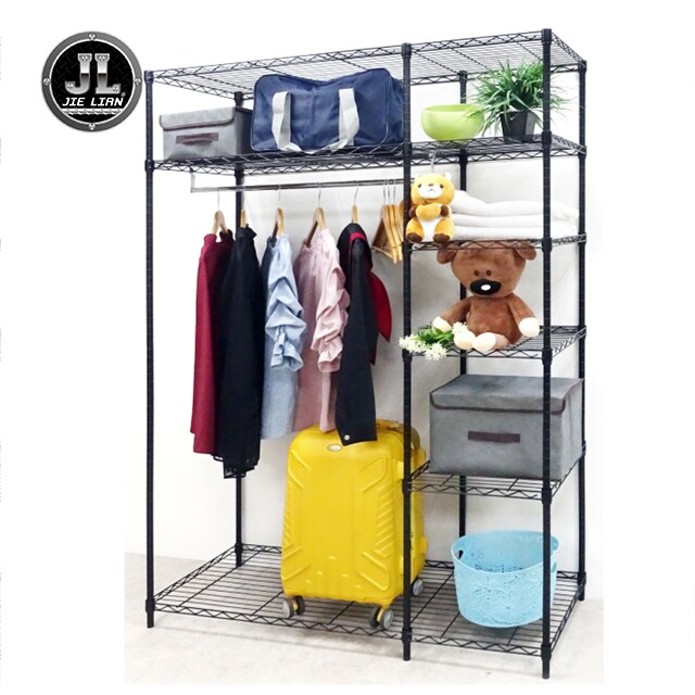 Open Closet Design Wardrobe Shelf with Hanging Rod