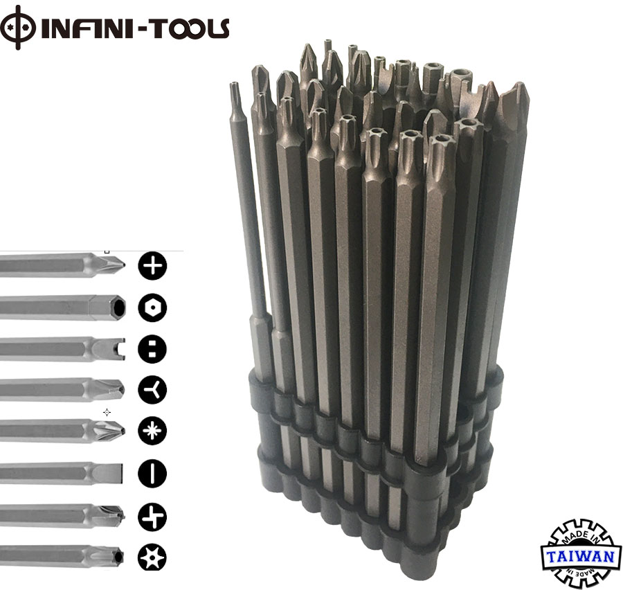 Extra Long Security Bit Set, 32Piece,6 In. Security Bit Set, 32 Pc