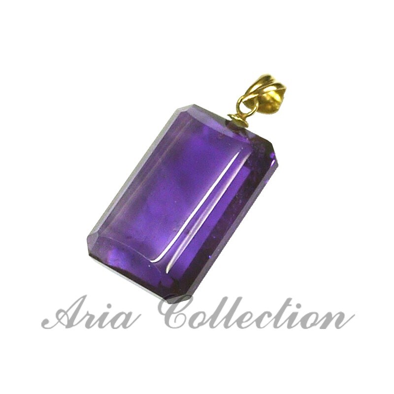 Amethyst rectangle shape 14K gold pendant | Taiwantrade