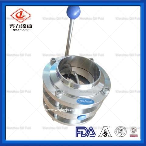 Stainless Steel Sanitary Flanged End 3 Piece Butterfly Valve 