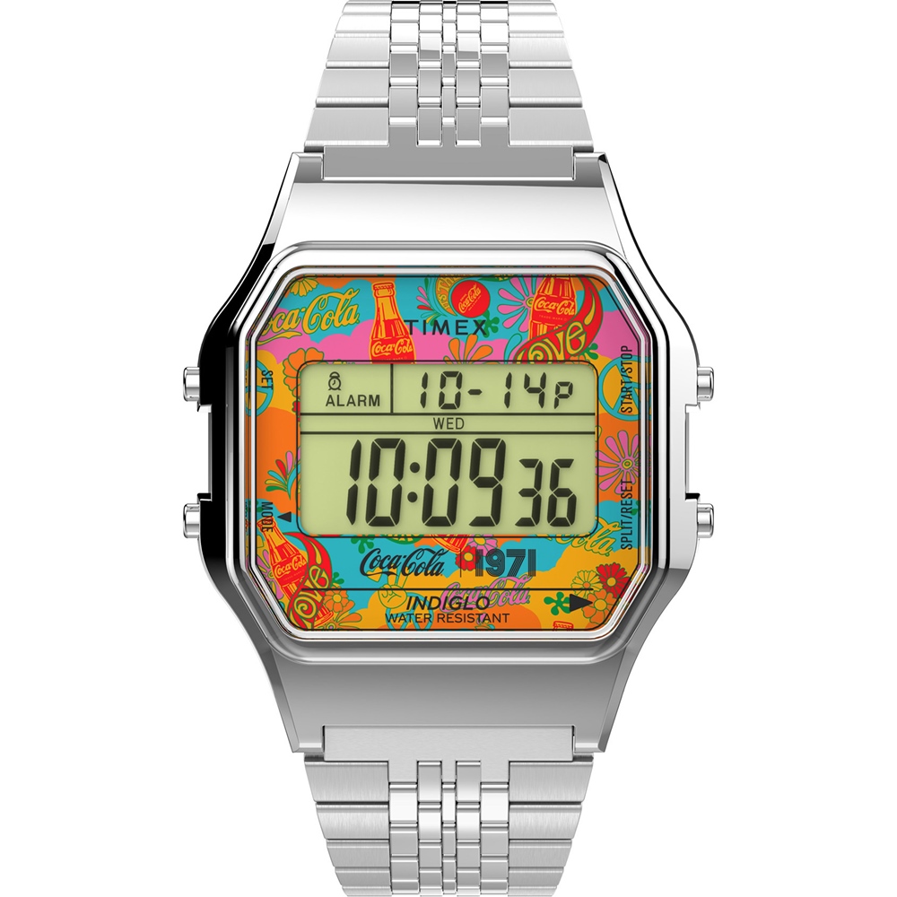 5Cgo TIMEX x Coca-Cola limited joint series digital watch (silver stainless  steel band)TXTW2V25900