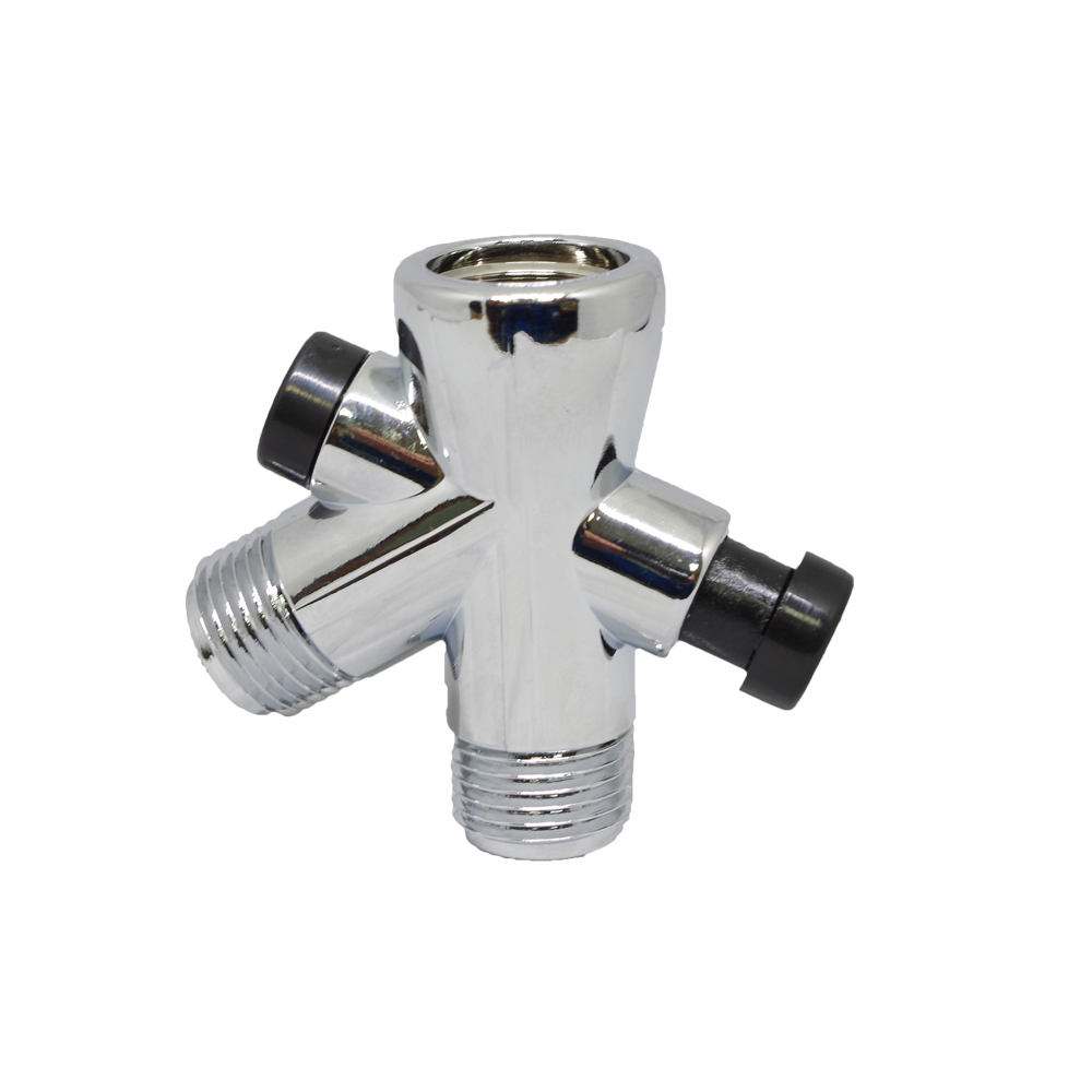 Plastic Shower Arm Water Flow Diverter Valve, Pull Switch, Chrome