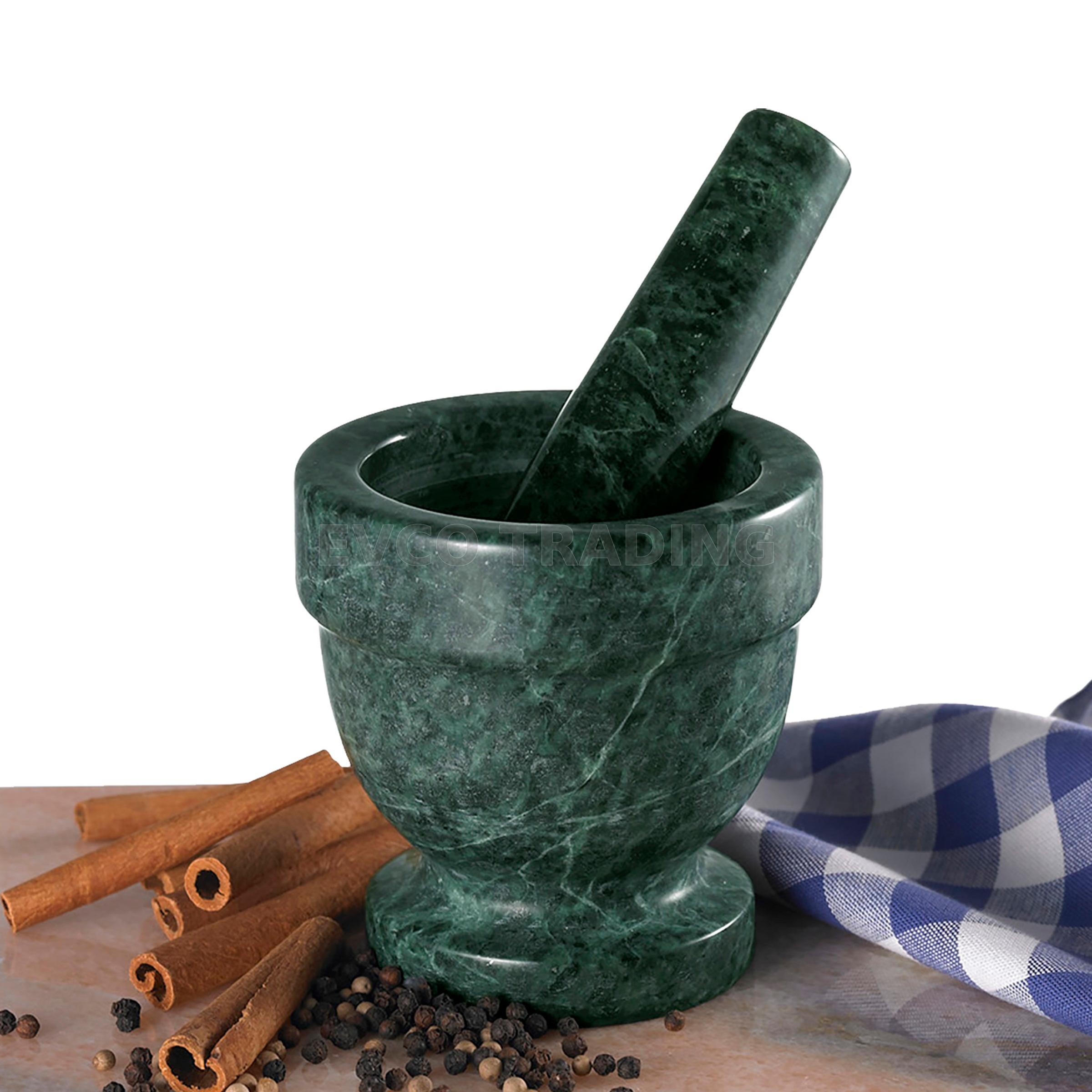Natural Green Marble 4" x 4" Mortar and Pestle