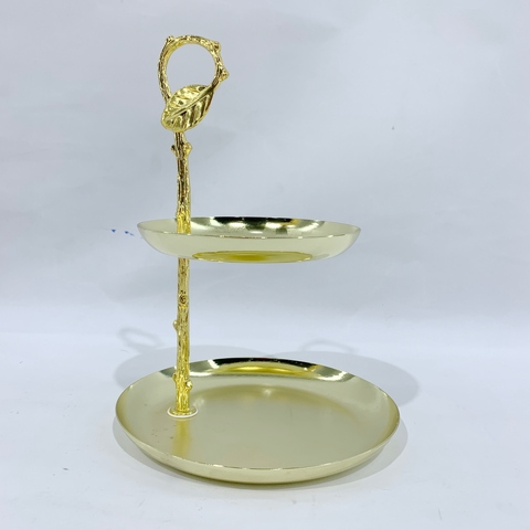 2 Tiers Gold Metal Jewelry Tray