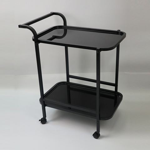 Black Metal Serving Trolley Cart with Handle