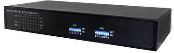 PW1610E 16 Port PoE IEEE 802.3at  10/100Mbps Desktop Switch with two Gigabit uplink SFP Metal case DIP Midspan PoE