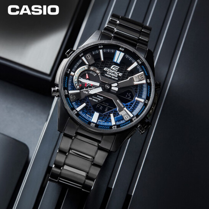 5Cgo CASIO EDIFICE ECB-S100YDC-2A ソーラーBluetooth防水時計