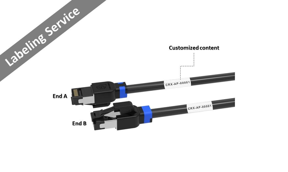 También proporcionamos el servicio de etiquetado para identificar el cable de conexión cat6a para diferentes aplicaciones, y reducirá considerablemente la mano de obra de etiquetado durante la instalación.