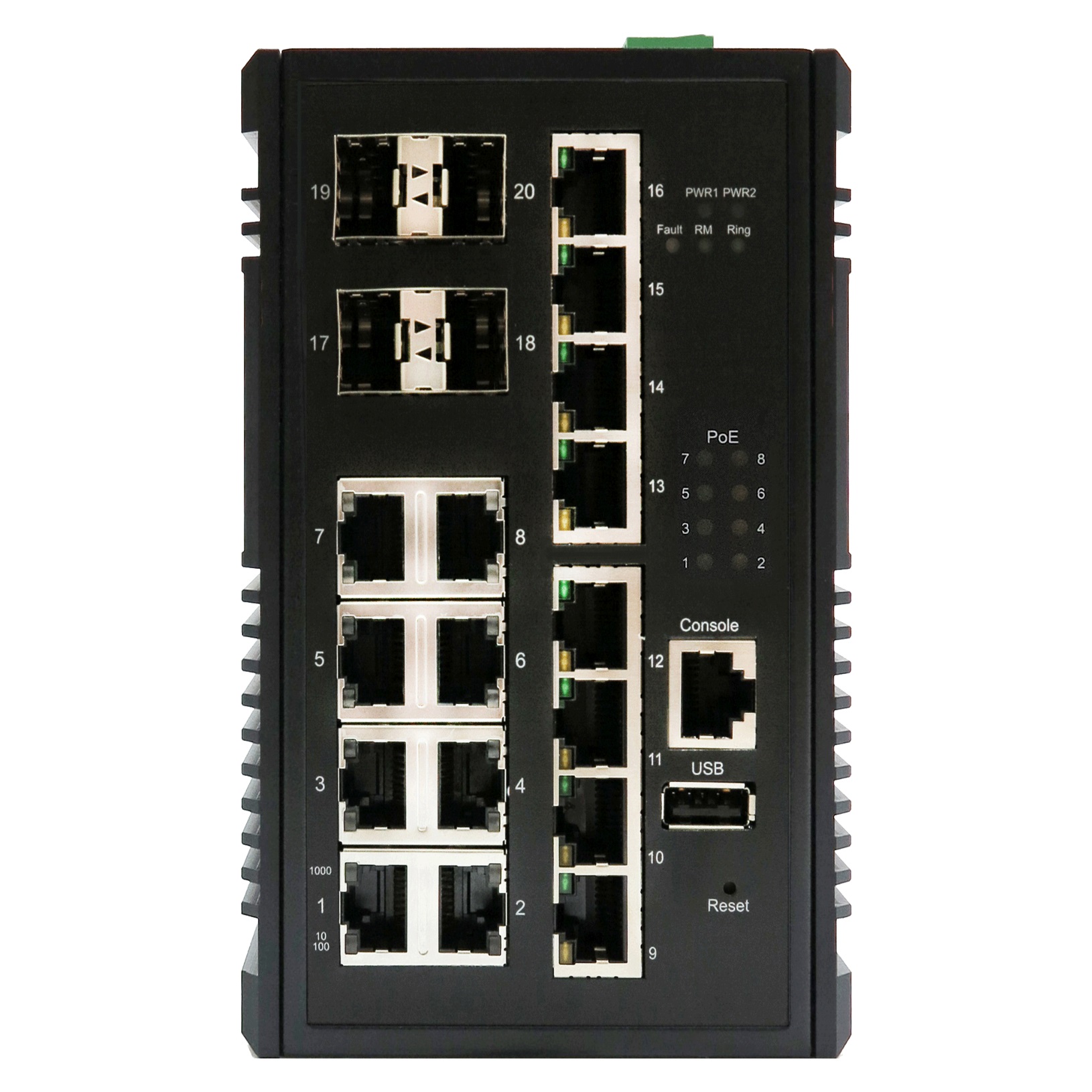 16+4 Port Industrial Managed PoE+ Gigabit Switch