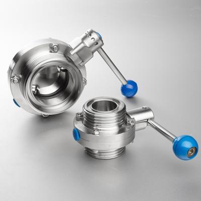 Sanitary Stainless Steel Butterfly Valve With Pull Handle Threaded End