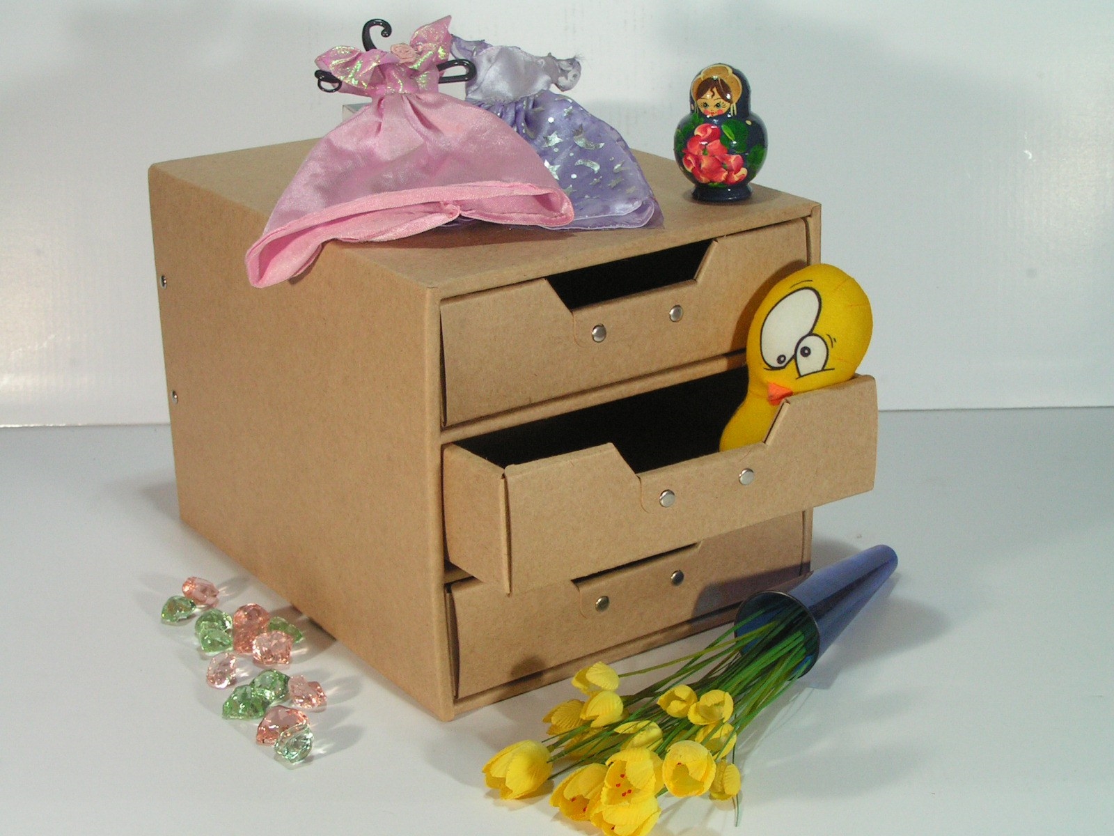 Storage Box With 3 Drawers Cardboard Sl Ap03 Icl Acerly