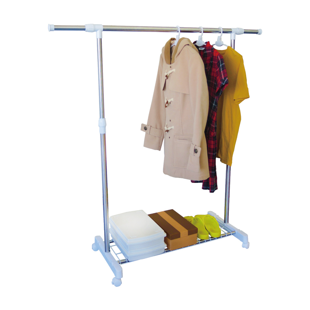 Stainless steel single pole telescopic storage activity drying rack