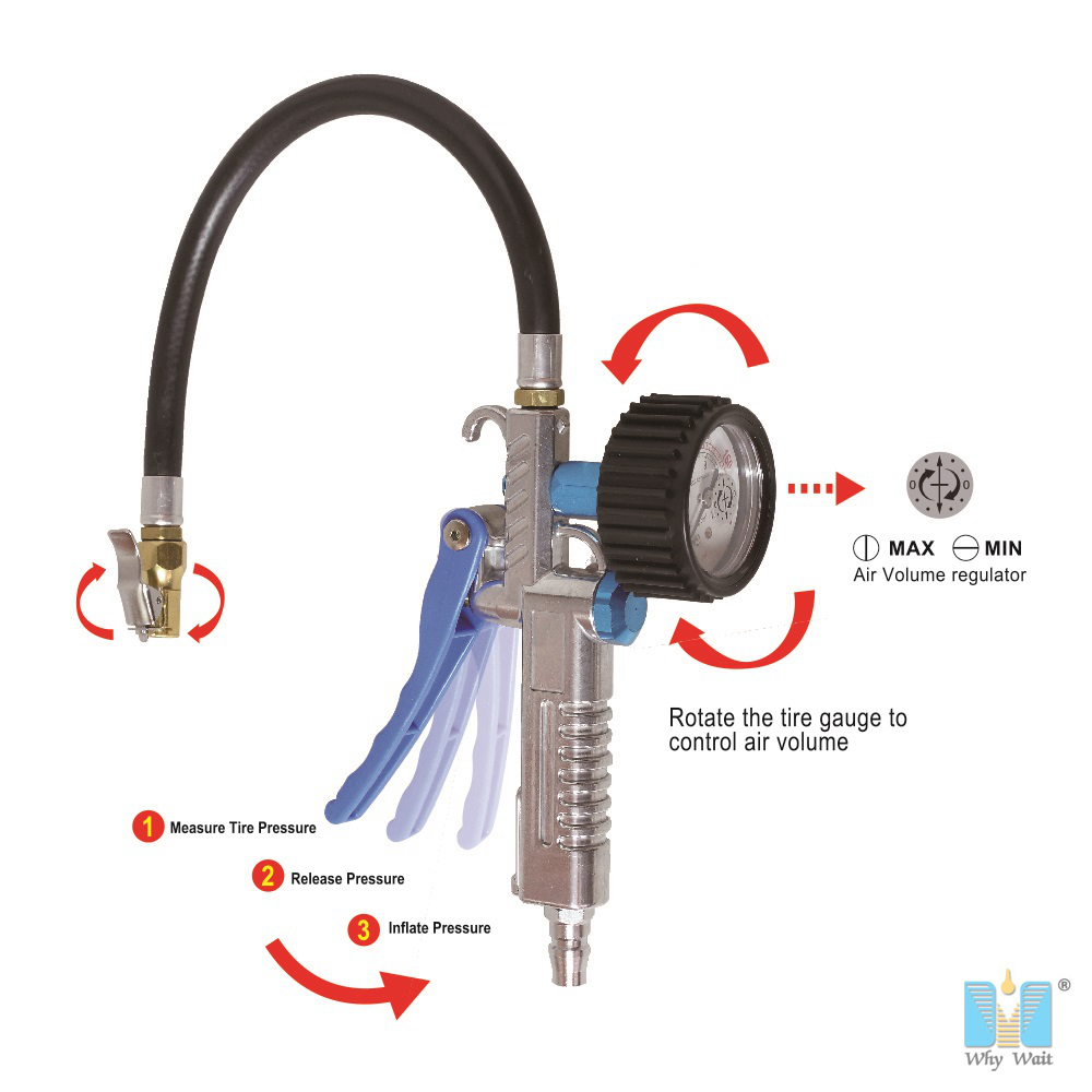 Aluminum 4in1 tire inflator kit (with air blow gun and nozzles function