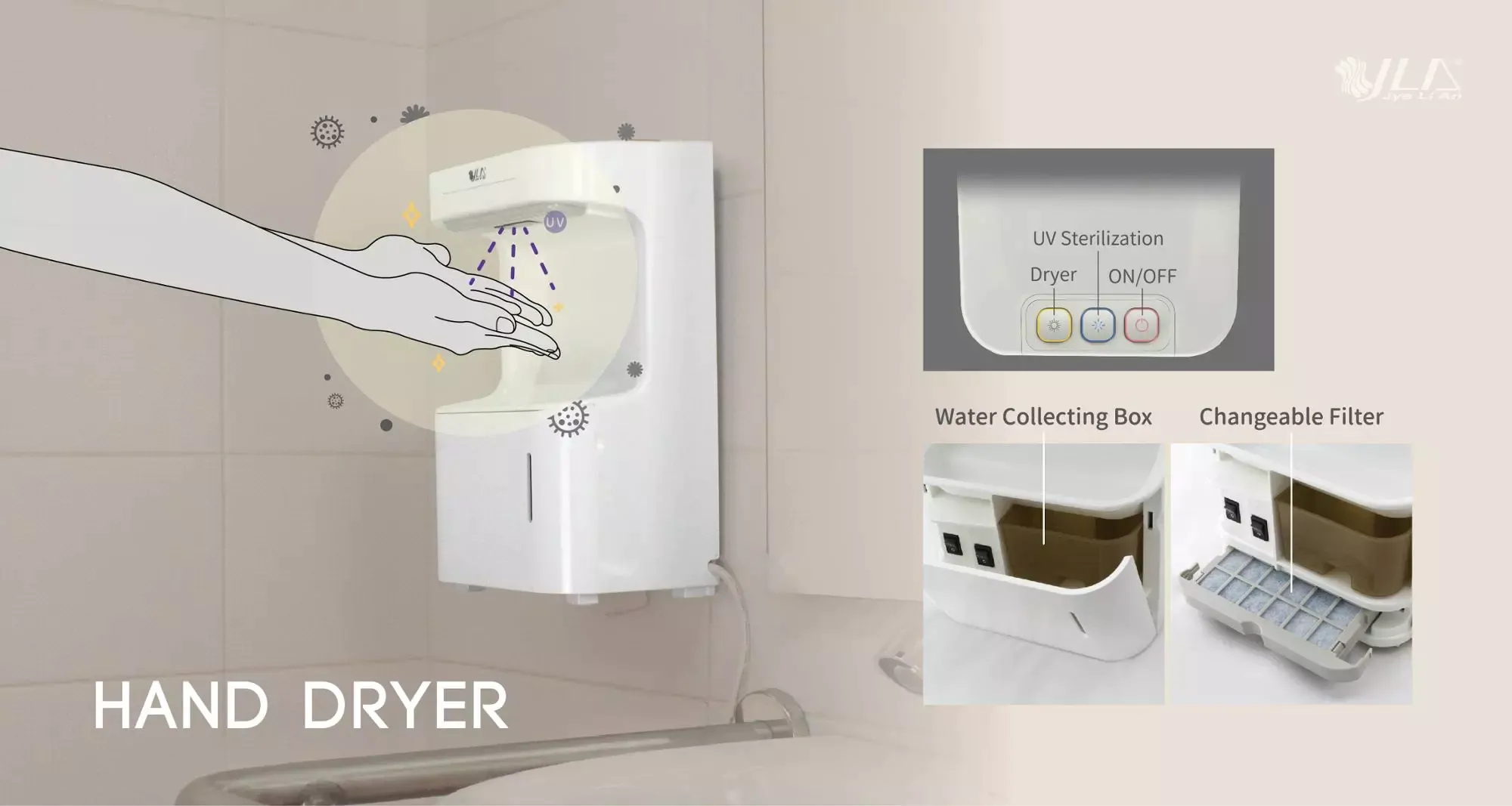 Automatic Hand Dryer with UV Sterilizer LightAC 220V (60Hz