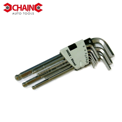 9PC STAINLESS LONG BALL POINT HEX KEY WRENCH SET