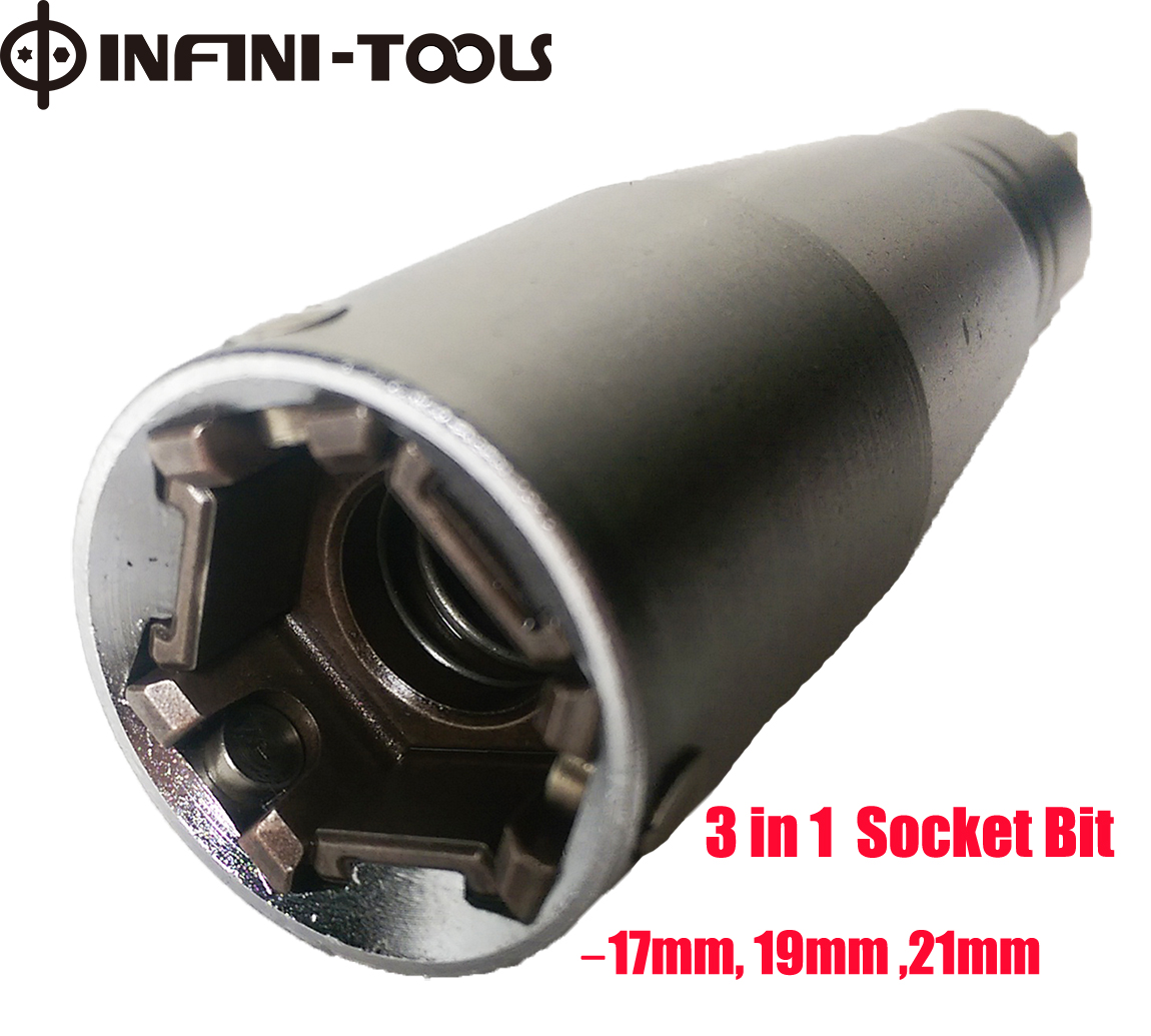3 in 1 Deep Impact Nut Setter,Socket Wrench.17,19,21mm
