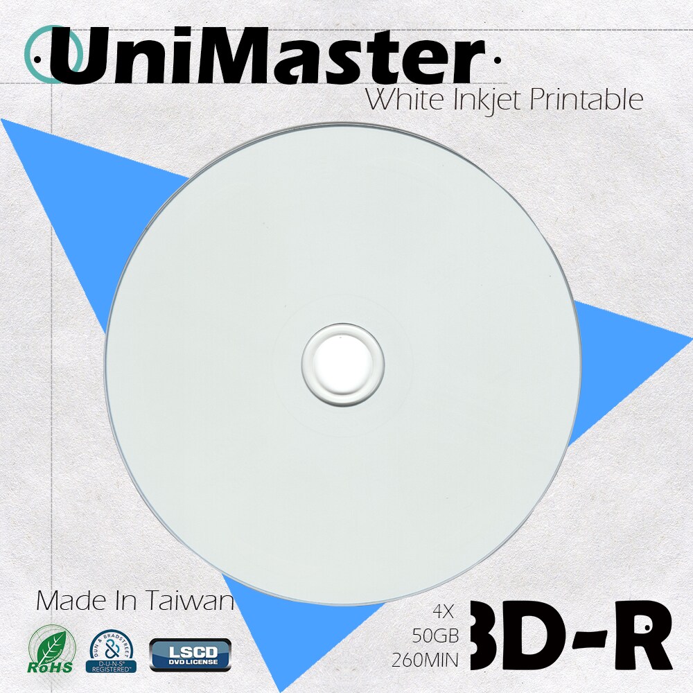 UniMaster BD-R 50GB 4X White Inkjet Printable | Taiwantrade