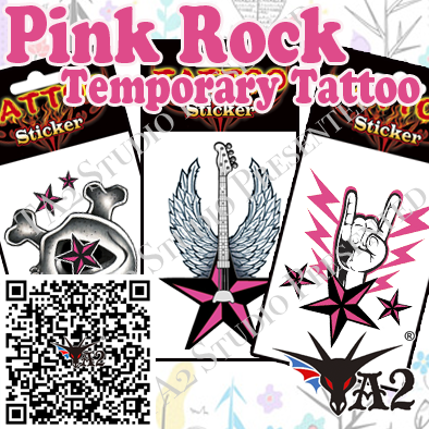 Pink Rock Temporary Tattoo