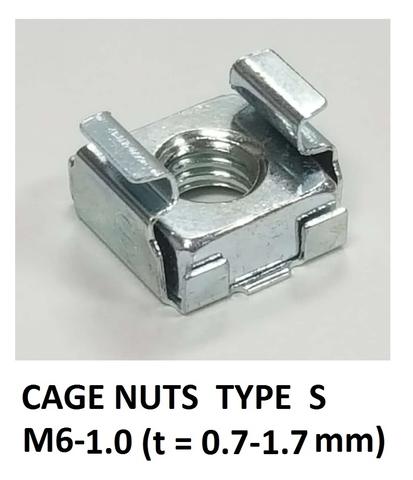 ZINC PLATING CAGE NUTS TYPE S  M6-1.0 Plate Thickness : 0.7-1.7mm