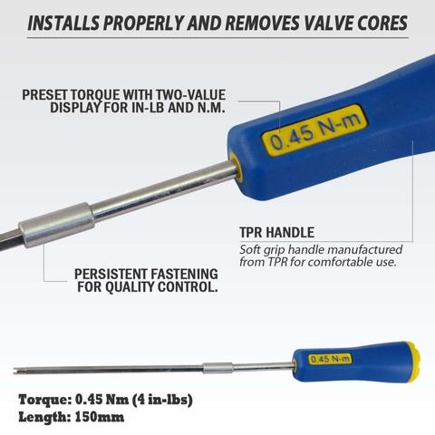 4 in-lbs FIRSTINFO Tyre Valve Core Auto Click Torque Remover//Installer Tool 0.45Nm